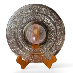 KIG Crystal Clear Trellis Pattern Sandwich Glass Dinner Plate